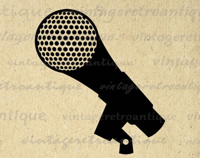 Printable Microphone Image Graphic Music Icon Digital Download Artwork Antique Clip Art Jpg Png Eps HQ 300dpi No.4355