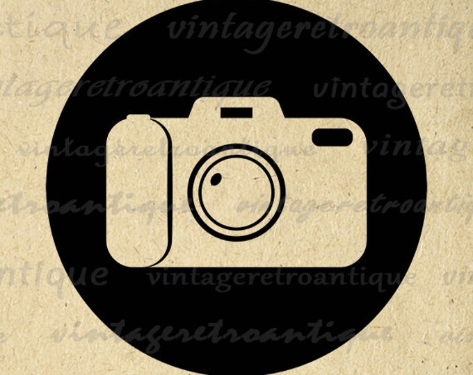 Printable Graphic Camera Icon Image Camera Download Digital Illustration Vintage Clip Art for Transfers Printing etc HQ 300dpi No.4524