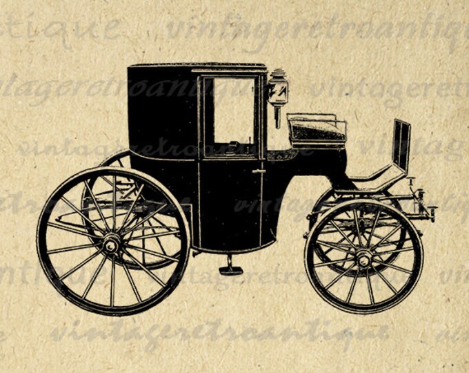 Antique Automobile Car Buggy Image Graphic Digital Download Printable Vintage Clip Art for Transfers etc HQ 300dpi No.1883