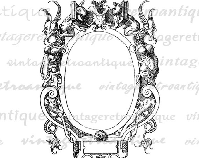 Printable Image Classical Frame Download Mythology Digital Greek Graphic Vintage Clip Art for Transfers etc HQ 300dpi No.961