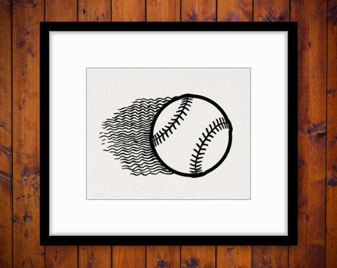 Digital Graphic Baseball Printable Sports Baseball Clip Art Download Flying Ball Image Vintage Clip Art for Transfers etc HQ 300dpi No.4647