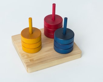 Montessori Primary Color Ring Sorter--Dowel Stacker