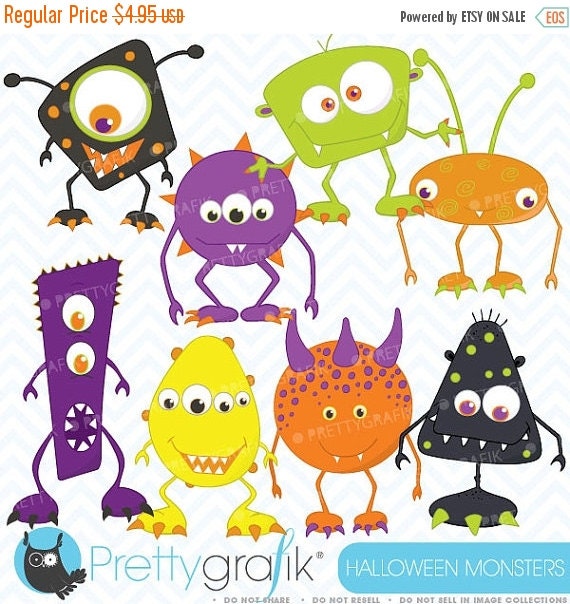 80% OFF SALE Monster clipart commercial use, vector graphics, digital clip art, digital images - CL392 Il_570xn