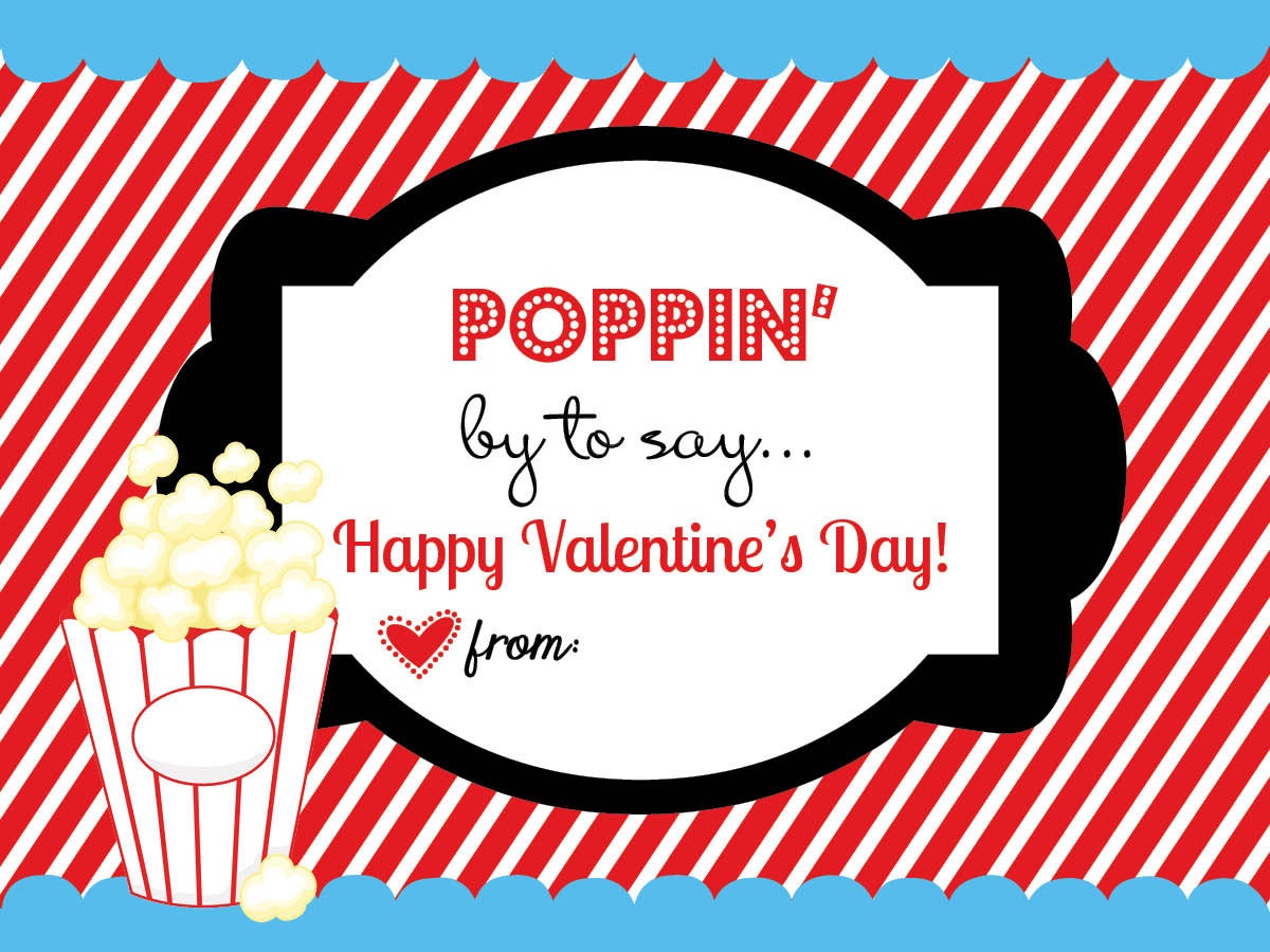 Popcorn Valentine's Day Tag (Instant Download) from TheBubblyDuck on ...