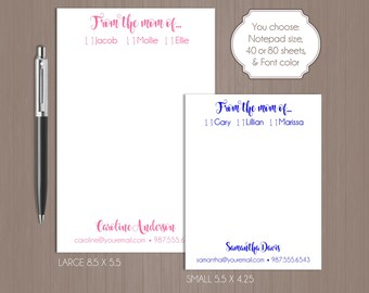 Personalized From The Mom Of Notepad . Personalized Note Pad . Large Notepad . Small Notepad . Boutique . Custom Notepad . Mom Notepad