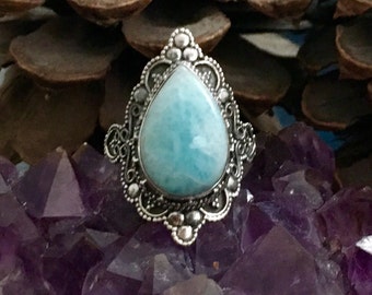 Amazing, genuine amazonite 925 sterling silver ring