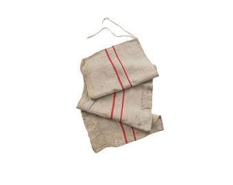 Vintage Large Double Red Striped Grain Feed Sack