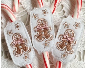 In the Hoop Frosted Christmas Cookies Candy Cane Slider Machine Embroidery Instant Download Design