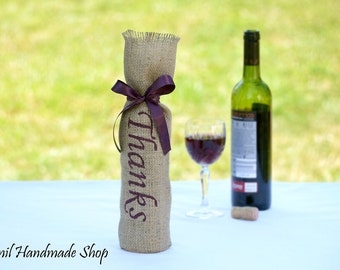 Burlap Wine Bags, Wine Gift Bags, Wine Bottle Bags, Wine Tote Bags, Thank You Gift, Wine Bottle Holder, Dark Blue Tote Bags