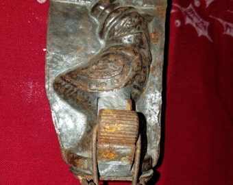 Antique Emerick Metal Bird W/Hat Mold