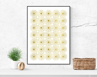 REAL GOLD FOIL Nine Pointed Star Geometrical Print | Inspirational Print | Baha'i print | Wall art | Ayyami-Ha Gift
