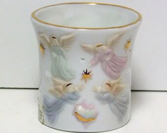 RUSS Ceramic Angel Candle Holder, 3 1/4" tall