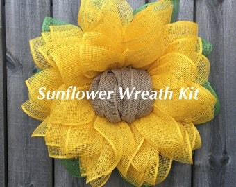 Sunflower Wreath Kit, Julie's Wreath Boutique Sunflower Kit, DIY Wreath, Instructional Video, Front Door Wreath Kit
