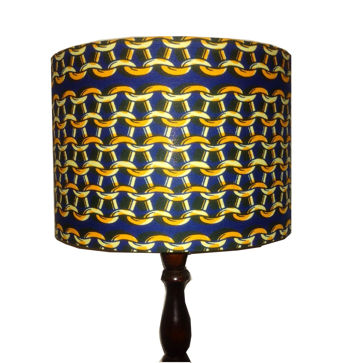 African wax print lampshade Blue Orange drum Lamp shade