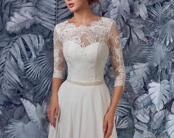 Bridal Dress - Polly Wedding Stunning Lace Dress - Long Wedding Dress - Elegant Wedding Dress - Simple Wedding Dress - Abito da Sposa