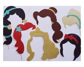 Disney Princess Photo Booth Prop Set ; Disney Princess Birthday Party ; Princess Party Decor ; Disney Wedding Photo Props