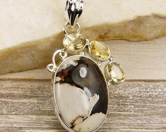 Peanut Jasper Pendant Citrine Jasper & .925 Sterling Silver Pendant , AF156 The Silver Plaza