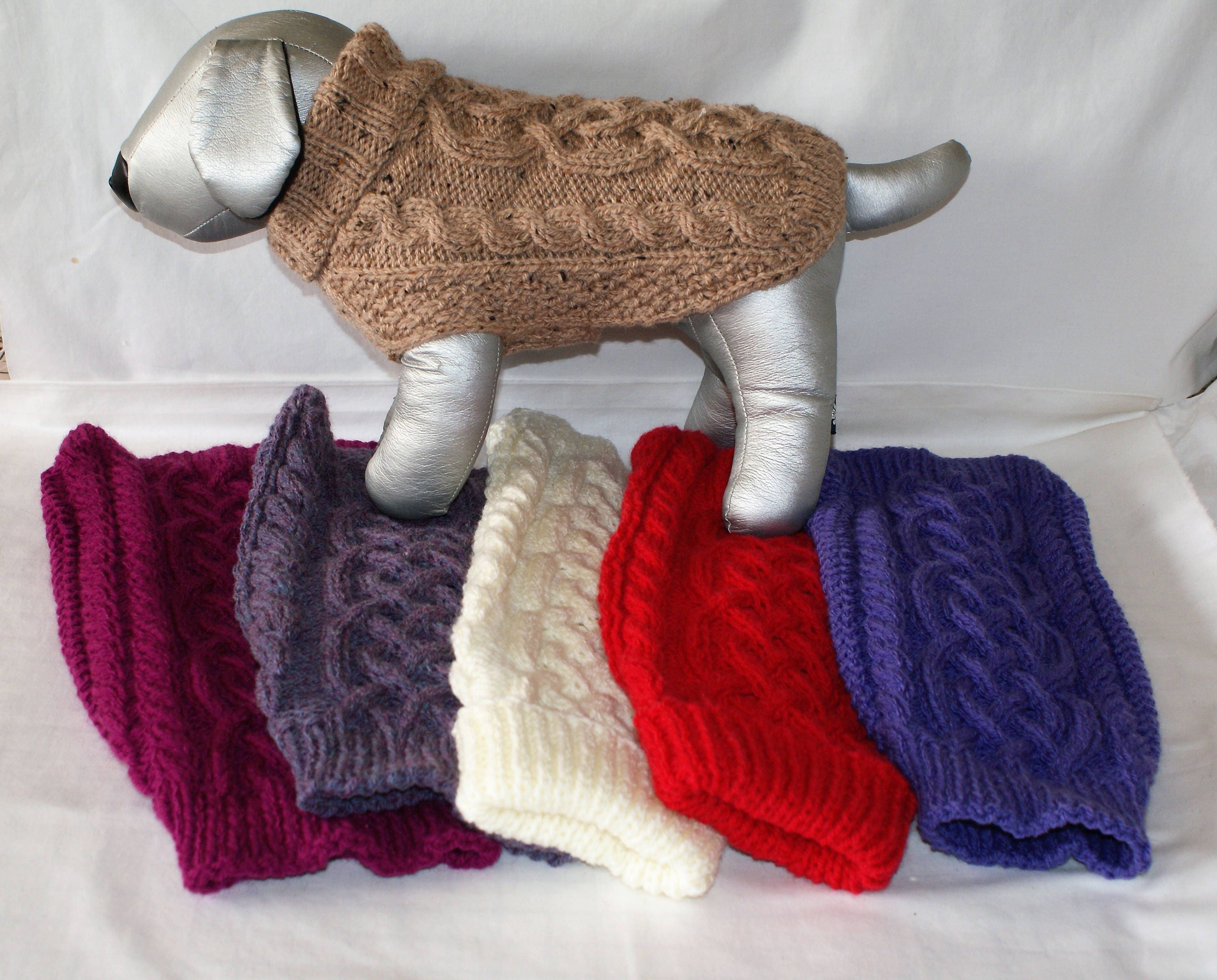 Traditional Hand Knitted Aran Dog Jumper Dog Sweater with