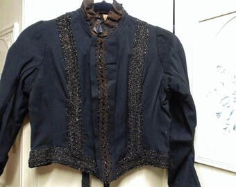 Victorian Black Bodice with Black Jets, Bust 38"