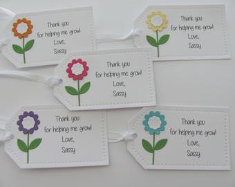 Teacher Gift Tags, Teacher Favor Tags, Flower Teacher Tags, Thank You For Helping Me Grow, Flower Tags, Teacher Tags, Teacher Appreciation