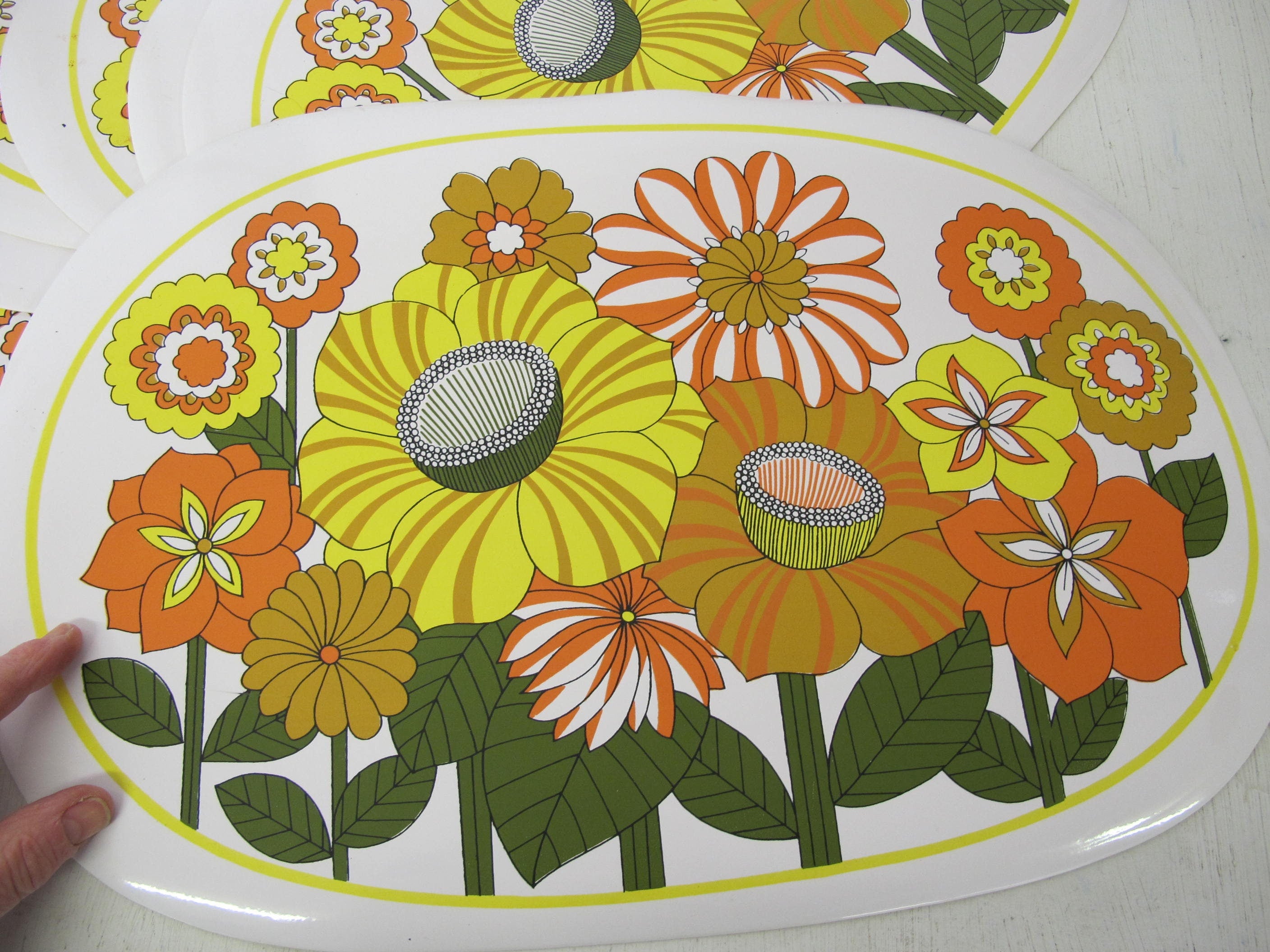 Vinyl Placemats Floral Placemats Plastic Placemats 1980's