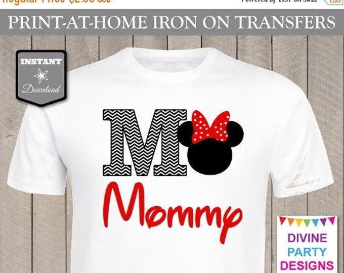 SALE INSTANT DOWNLOAD Print at Home Red Girl Mouse Chevron Mommy Printable Iron On Transfer / Shirt / Trip / Birthday / Item #2336