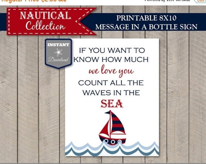 SALE INSTANT DOWNLOAD Nautical 8x10 Waves in the Sea Sign/ Printable / Baby Shower / Boy Room/ Nautical Boy Collection / Item #613