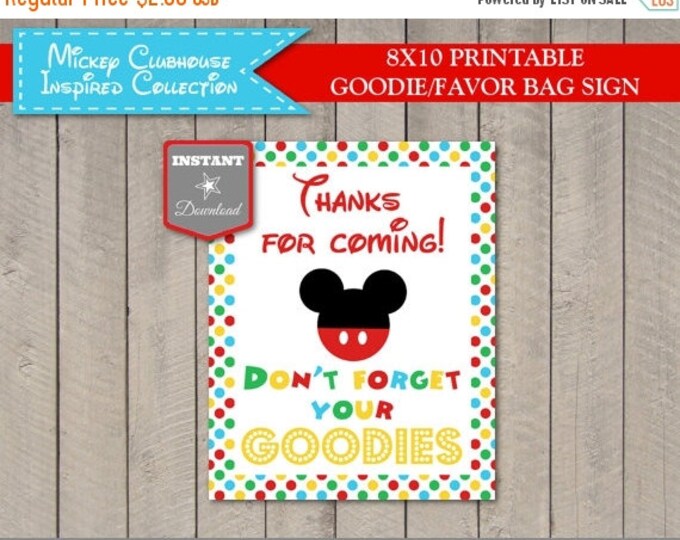 SALE INSTANT DOWNLOAD Mouse Clubhouse 8x10 Goodies Printable Party Sign / Favors / Clubhouse Collection / Item #1617