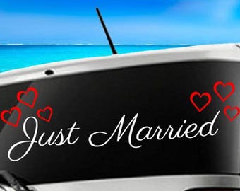 Just Married Car Decal, Wedding Decoration, Wedding Gift, Wedding Day, Wedding Sign, Get Away Car Decal, Just Married, Wedding Car Decal