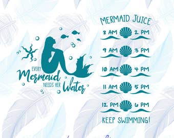 Mermaid Decal - Every Mermaid Needs Her Water - Water Bottle Decal - Mermaid Vinyl Decal - Motivational Vinyl Decal - Water Tracker Decal