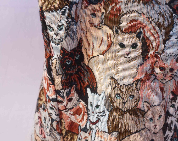 Cat Tapestry Bag, Vintage Knitting Bag, Shoulder Bag, Carpet Bag, Cat Lover, Hobo Bag, Tote Bag, Bucket Bag, Vintage Bag, Tapestry Bag, Boho