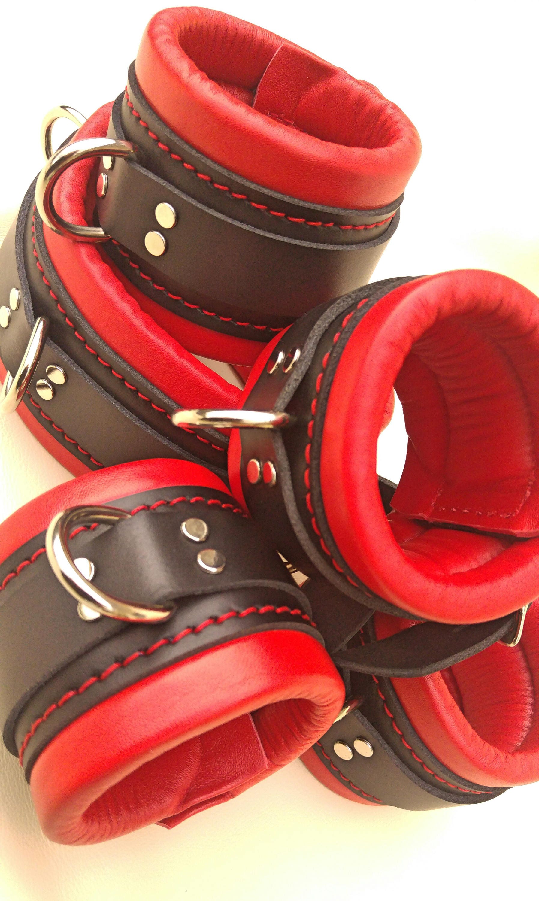 Bondage Restraint Cuffs Real Leather Heavy Padded Wrist Ankle