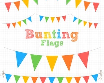 Bunting Clipart, Carnival Circus Flags, Digital Clipart - Instant Download