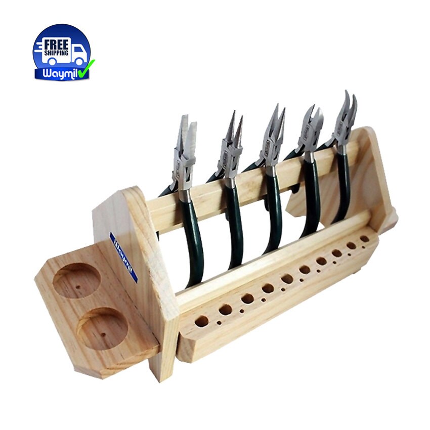 Wooden Plier Rack Stand Deluxe Jewelry Work Bench Tools