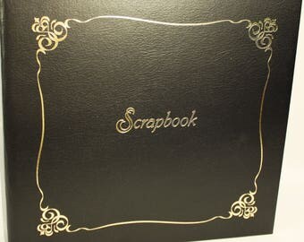12x12 Black Scrapbook with Gold Scroll