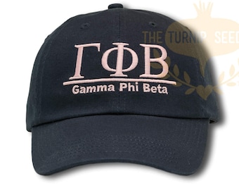 Gamma Phi Beta Sorority Baseball Cap - Custom Color Hat and Embroidery.