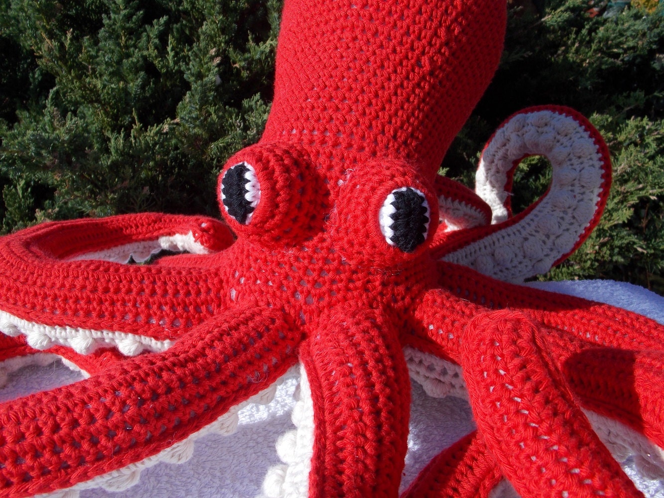 Octopus crochet figure large handmade crochet animal in warm