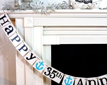 Happy Anniversary Banner Sign / Party Prop - Silver, Golden Anniversary Decoration 20th, 25th, 30th, 35th, 40th, 45th, 50th Anniversary Gift