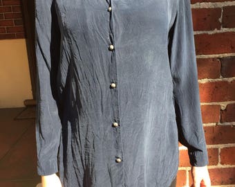 Navy silk blouse