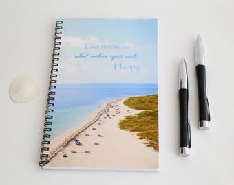 Beach Spiral Bound Journal, Blank Paper Notebook, Summer Sketch book, Summer Diary, Ocean booklet, Handmade Journal, Custom Notebook