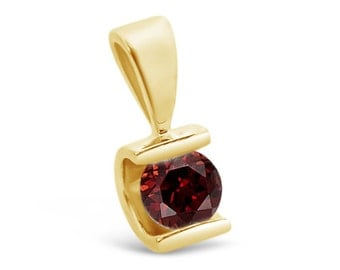 1/2 ct Garnet Pendant- Yellow Gold Pendant 14K-Garnet necklace-Women Jewelry-Birthstone necklace-0.50 Carats red garnet-Mother's day present