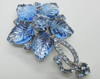 Vintage Rhinestone Jewelry - "Juliana" Flower Brooch Pin - Verified - Delizza & Elster