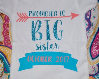 Promoted To Big Sister, Promoted, Big Sister, Promoted To Big Sister Onesie, Little Sister, New Baby, Baby Onesie, Family Onesie
