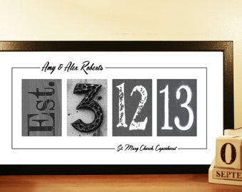 Number Art Photo, Unframed Wedding Gift Idea