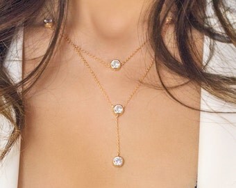 Crystal Jewerly Necklace, Bohemian Jewelry, Bridal Necklace, Cubic Zirconia Necklace, Bohemian Wedding Jewelry, Gold Bridal Necklace N324G