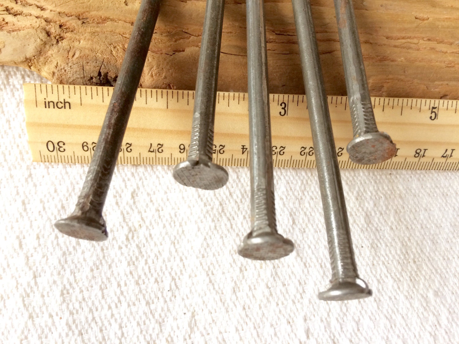 Large metal nails, salvaged soviet vintage 8 inch long nails set of 5