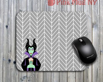 Personalized computer Mouse pad, gift idea, desk accessory - I love Starbucks - Maleficent (Disney Villains)