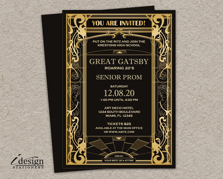 gatsby invitation | etsy gatsby invitation | etsy, Wedding invitations