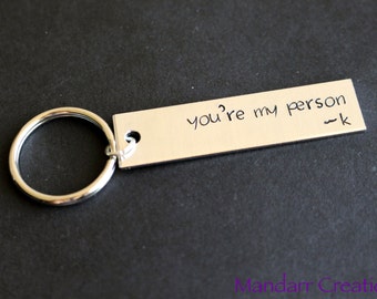 You're My Person Custom Initial Keychain, Hand Stamped and Fully Personalized Aluminum Bar Key Chain
