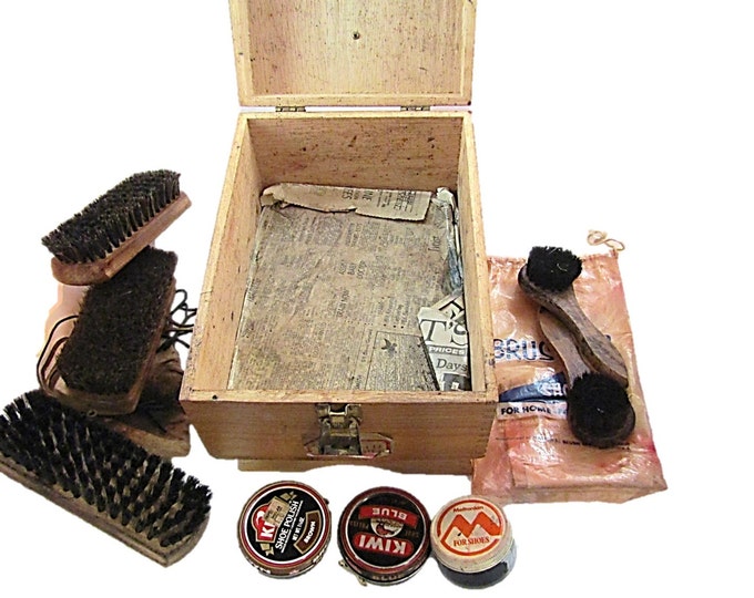 Vintage Griffin Shinemaster Oak Shoe Shine Box 50s Mid Century Mad Men,